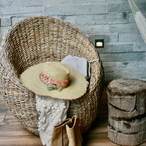 Hat Straw hat with beautiful Trim in orange/gold and rope as  display picture 1